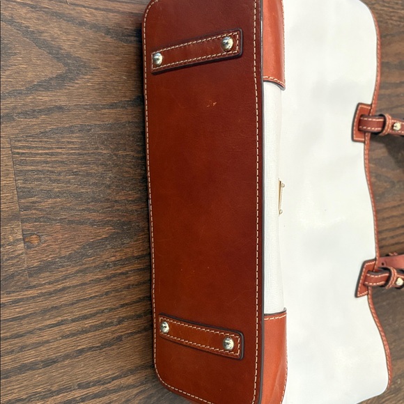 Dooney & Bourke White Saffiano and Brown Leather Accent Shopper Tote - Picture 3 of 10